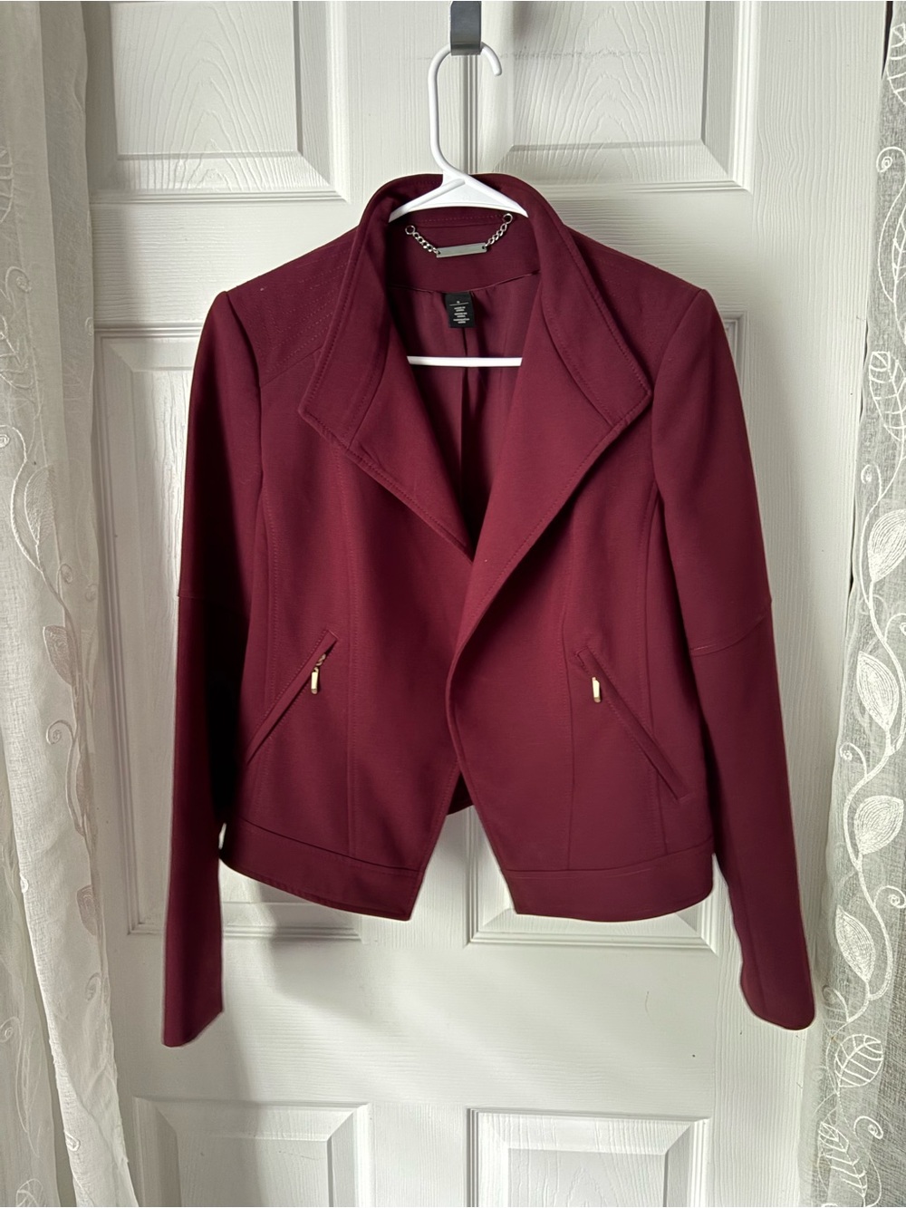 White House Black Market Women's Open Front Moto Blazer Jacket Size 8